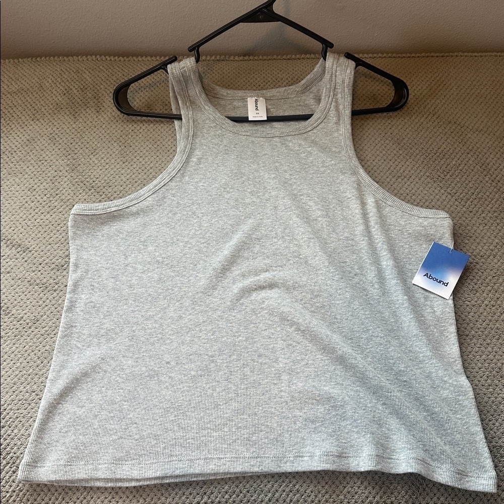 Abound Gray Ribbed Cropped Tank top SZ 3X Nordstrom New! Cotton Blend Stretch